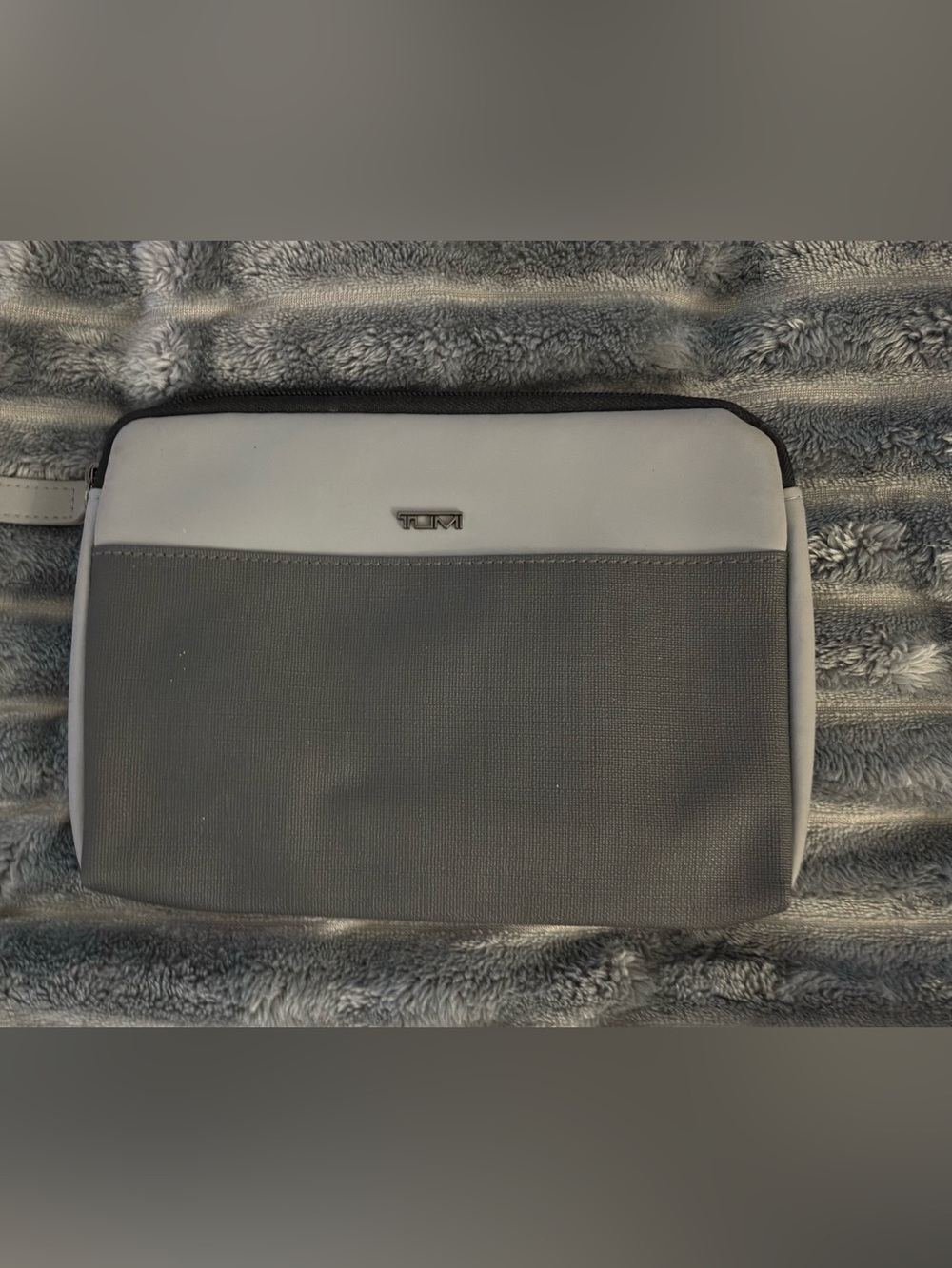 Tumi For Delta Soft Zippered Travel Toiletry Pouch Case Only Grey Two Tone